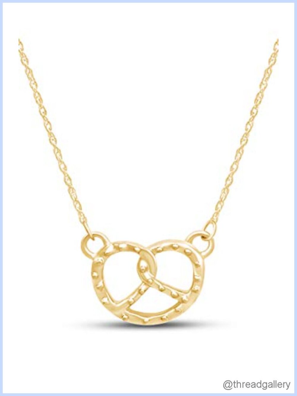 Tiny Pretzel Pendant Necklace 14K Yellow Gold Over 925 Sterling Silver